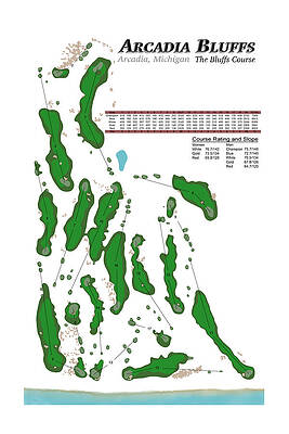 Wall Art featuring the digital art Arcadia Bluffs - The Bluffs Course by Flop Shot Studio