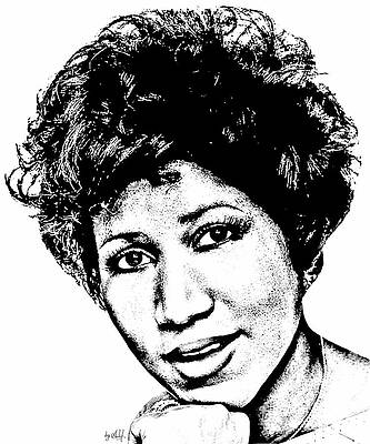Black And White Digital Art - Aretha Franklin, American Singer-songwriter And Pianist by Gradify Creations