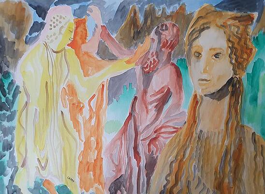 Wall Art featuring the painting Archcaic Hellenistic Beauty by Enrico Garff