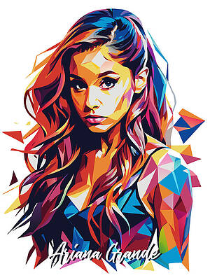Vibrant Wall Art featuring the digital art Ariana Grande #1 In WPAP Pop Art by Vector Artnesia