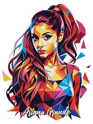Vibrant Wall Art featuring the digital art Ariana Grande #2 In WPAP Pop Art by Vector Artnesia