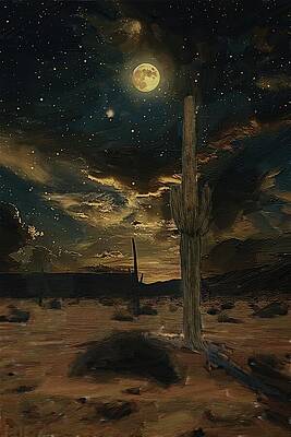 Sky Digital Art - Arizona Desert Digital Oil Painting 2 by Nature Oil Painting
