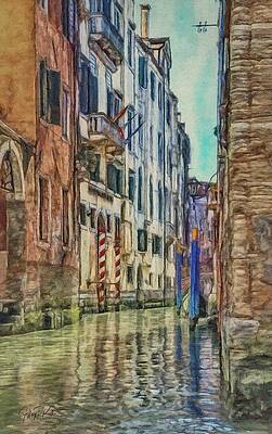Wall Art featuring the painting Around The Corner Of The Canal by Jeffrey Kolker