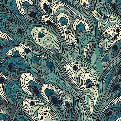 Artistic Digital Art - Art Nouveau Pattern With Peacock Feathers by Andre Petrov