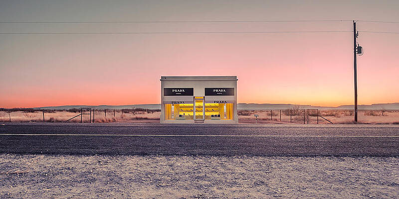 Lonely Prada Store in Desert Landscape Wall Art
