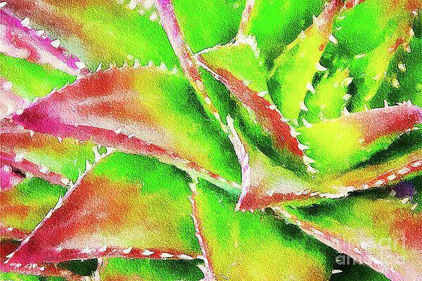 Wall Art featuring the mixed media Artistic Agave Plant Close-up by Tatiana Travelways