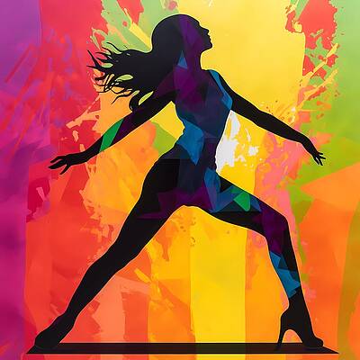 Dynamic Wall Art featuring the digital art Artwork Depicting The Silhouette Of A Contemporary Dancer No 1 by Andre Petrov