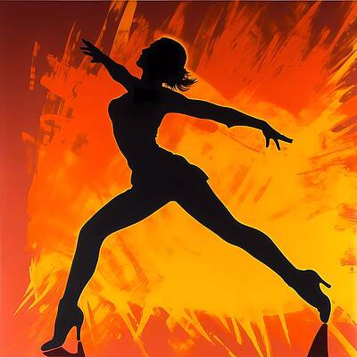 Dynamic Wall Art featuring the digital art Artwork Depicting The Silhouette Of A Dancer Against A Bright Background No 1 by Andre Petrov