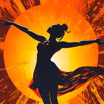 Artistic Digital Art - Artwork Depicting The Silhouette Of A Dancer Against A Bright Background No 3 by Andre Petrov