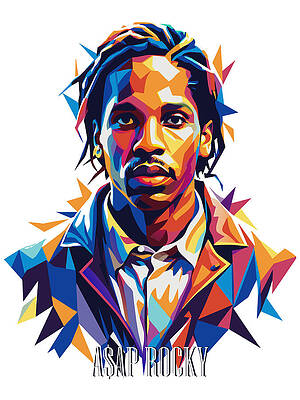 Vibrant Wall Art featuring the digital art Asap Rocky In WPAP by Vector Artnesia