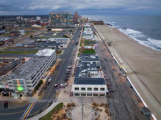 Wall Art featuring the photograph Asbury Park Boardwalk Aerial by Susan Candelario