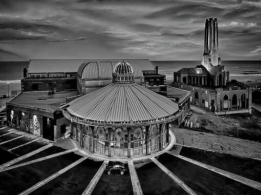 Asbury Park Carousel Aerial Nj Bw Print