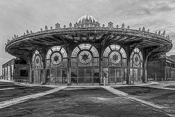 Asbury Park Nj Carousel Bw Print