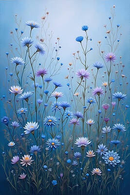 Elegant Blue Wildflowers Digital Art