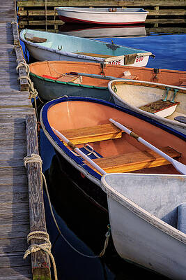 Maine Wall Art featuring the photograph At The Dock. Row Boats In Southwest Harbor, Maine by Jeff Sinon