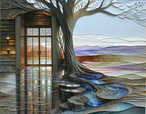 Dreamlike Digital Art - At The Park After The Rain by Eris And AI