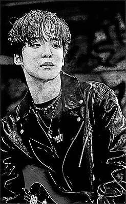 Dramatic Digital Art - ATEEZ, Ice On My Teeth, Jeong Yunho BW by Gradify Creations