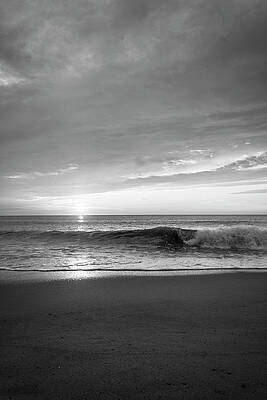 Sunrise Wall Art featuring the photograph Atlantic Sunrise From Dewey Beach - Black And White by Jason Fink