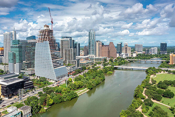 Architecture Wall Art featuring the photograph Austin Texas Aerial Skyline by Michael Warren