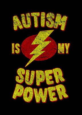 Awareness Wall Art featuring the digital art Autism Is My Superpower Retro by Flippin Sweet Gear