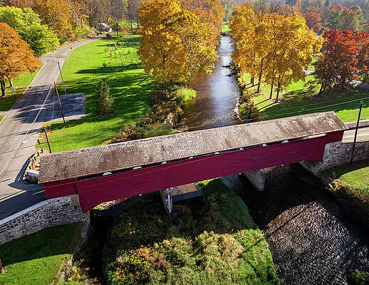 Historic Red Covered Bridge Wall Art