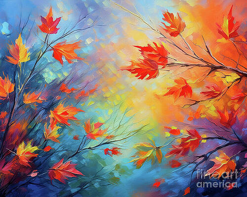 Nature Wall Art featuring the ai art Autumn Air by Macro Abundance
