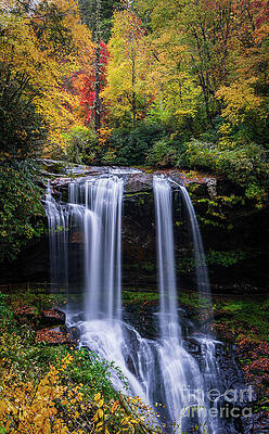 Serene Photograph - Autumn At Dry Falls, North Carolina by Ron Long Ltd Photography