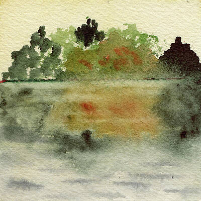 Fall Wall Art featuring the painting Autumn At The Lake by Elizabeth Reich