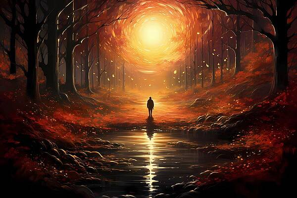 Dynamic Wall Art featuring the digital art Autumn In New England In Futurist Style No 3 by Andre Petrov