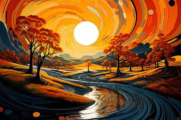 Dynamic Wall Art featuring the digital art Autumn In New England In Futurist Style No 4 by Andre Petrov