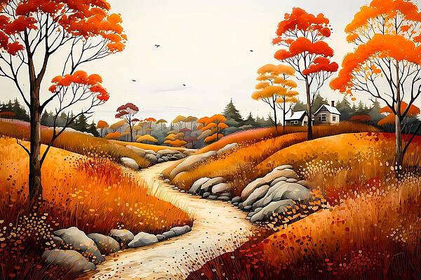 Nature Digital Art - Autumn In New England In Pointillism Style No 3 by Andre Petrov