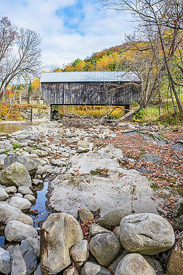 Tranquil Wall Art featuring the photograph Autumn In Vermont At Moxley Covered Bridge 2 by Ron Long Ltd Photography