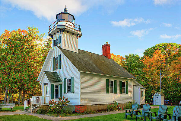Charming Autumn Lighthouse Scene Wall Art