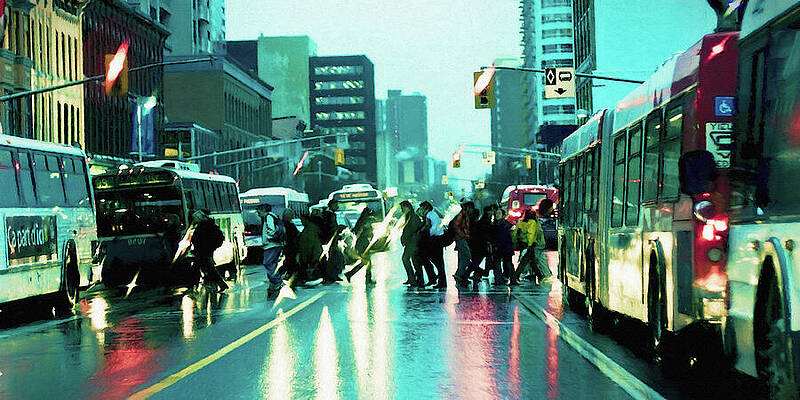 Fall Wall Art featuring the photograph Autumn Rain In The City by Tatiana Travelways
