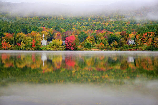 Wall Art featuring the photograph Autumn Reflections, Eaton, NH. by Jeff Sinon