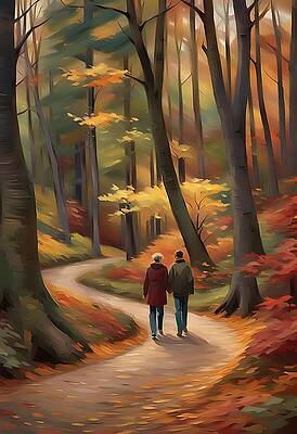 Digital Art - Autumn Stroll by Deb Beausoleil