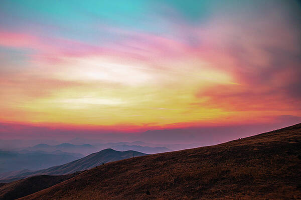Sunset Wall Art featuring the photograph Autumn Sunset Over Cascade Range by Michael DeGrenier