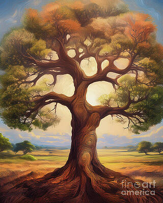 Vintage Wall Art featuring the ai art Autumn Texture by Macro Abundance