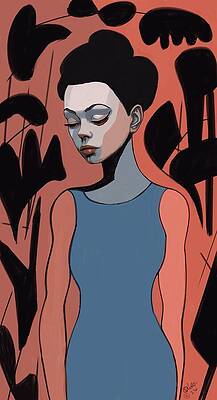 Woman in Blue Dress Wall Art