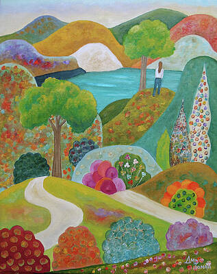 Wall Art featuring the painting Back Up On The Hill by Angeles M Pomata