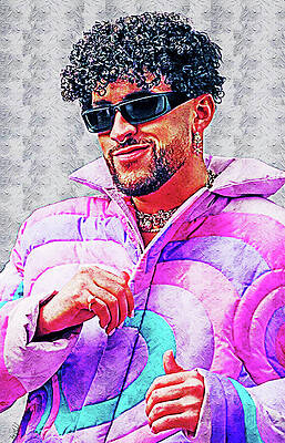 Digital Art - Bad Bunny, Puerto Rican Rapper And Singer by Gradify Creations