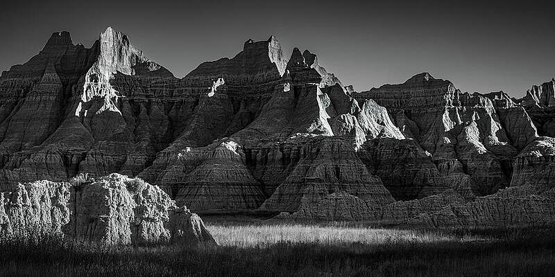 Badlands Panorama 2--black And White Print
