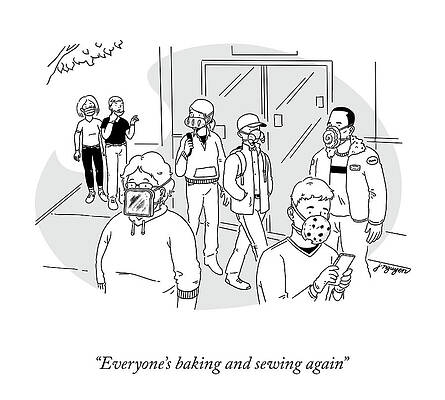 Baking Wall Art featuring the drawing Baking And Sewing by Jeremy Nguyen