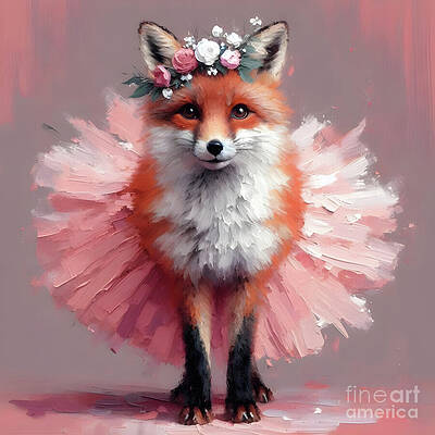 Vibrant Wall Art featuring the ai art Ballerina Fox by Lucia Stewart