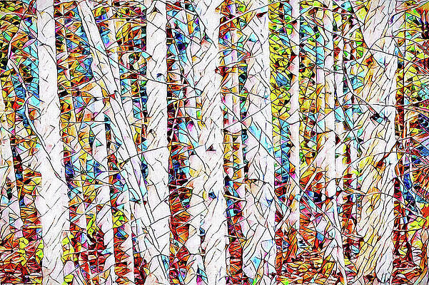 Canada Wall Art featuring the mixed media Bare Trees Colorful Abstract by Tatiana Travelways