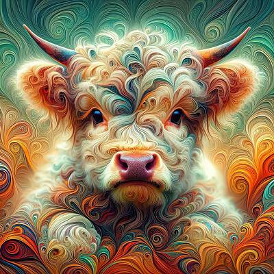 Majestic Wall Art featuring the digital art Baroque Bovine by Bill And Linda Tiepelman