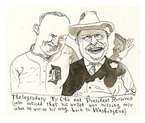 Ty Cobb Meets President Roosevelt Wall Art