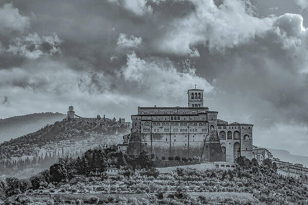Spring Photograph - Basilica Of St. Francis Of Assisi, Black And White by Marcy Wielfaert