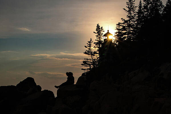 Rock Wall Art featuring the photograph Bass Harbor Head Light Silhouette by Craig A Walker