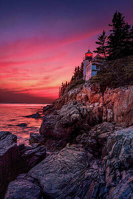 Lighthouse at Sunset Photograph